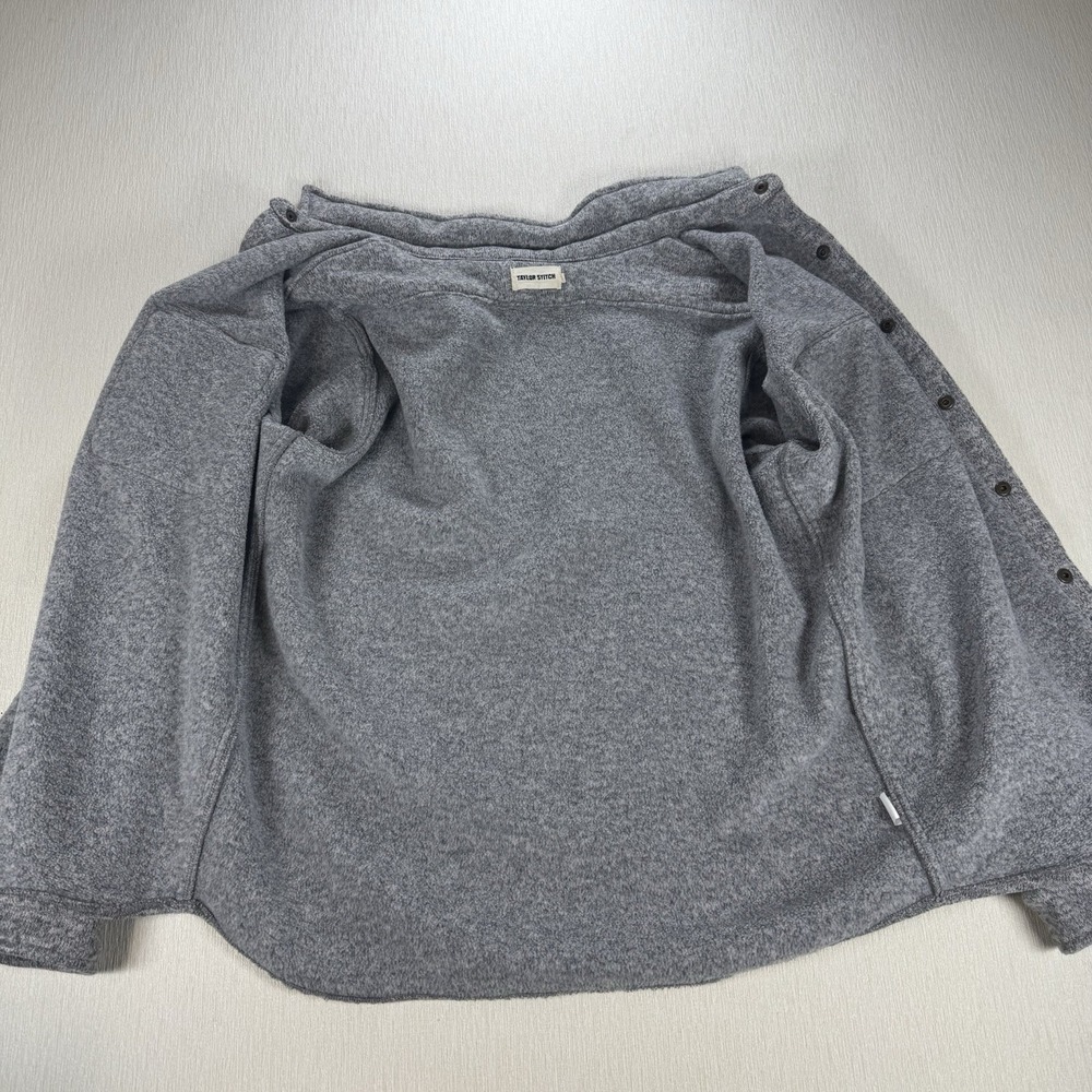 Taylor Stitch Big Sur Shirt Jacket Mens 42 Heather Gray Polartec Fleece Snap USA - Picture 4 of 13